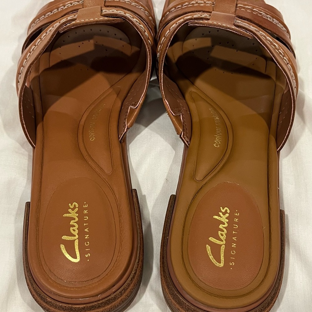 Clarks Women's Tan Slide Sandals - Picture 2 of 6